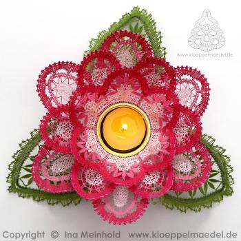 Preview: 460 Klöppelbrief  „Rose“ für Holz-Teelichthalter